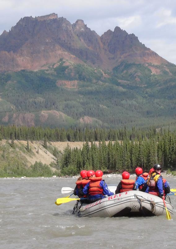 Experience the thrills of whitewater rafting as you float down Denali’s Nenana River