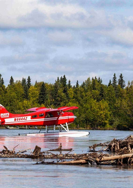 Take a scenic flight from Anchorage to Brooks Falls in Katmai National Park